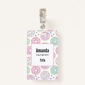 Donut Pattern Niedlich farbenfroh Ausweis (Rückseite mit Klammer)