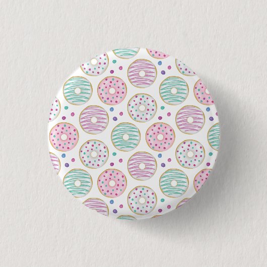 Donut Pattern Niedlich farbenfroh Button (Vorderseite)