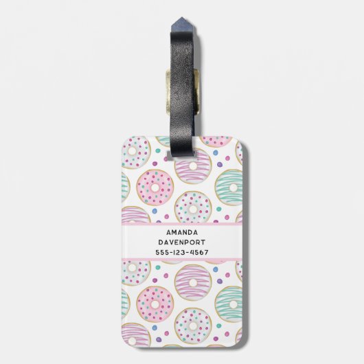 Donut Pattern Niedlich farbenfroh Gepäckanhänger (Rückseite vertikal)
