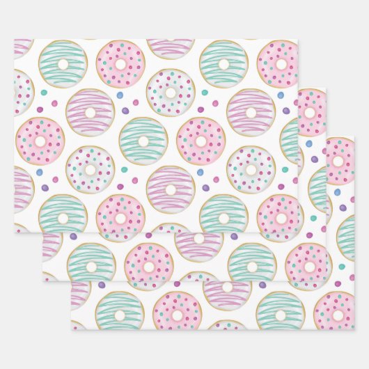 Donut Pattern Niedlich farbenfroh Geschenkpapier Set (Set)
