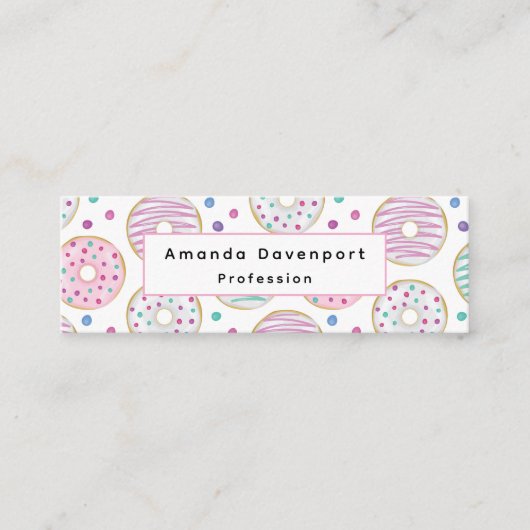 Donut Pattern Niedlich farbenfroh Mini Visitenkarte (Vorderseite)