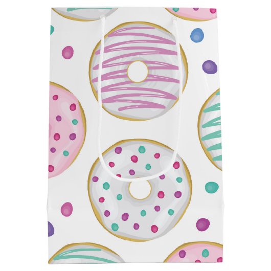 Donut Pattern Niedlich farbenfroh Mittlere Geschenktüte (Rückseite)