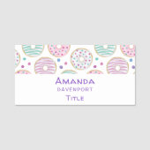 Donut Pattern Niedlich farbenfroh Namensschild (Vorderseite)