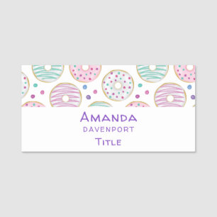 Donut Pattern Niedlich farbenfroh Namensschild