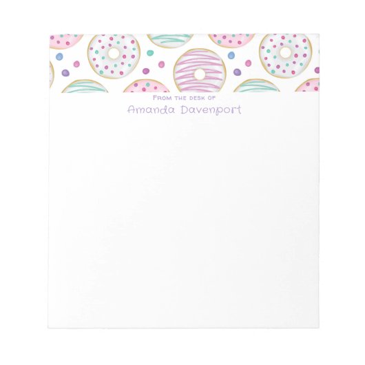 Donut Pattern Niedlich farbenfroh Notizblock (Vorderseite)
