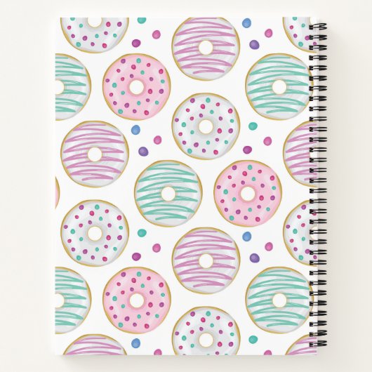 Donut Pattern Niedlich farbenfroh Notizblock (Rückseite)