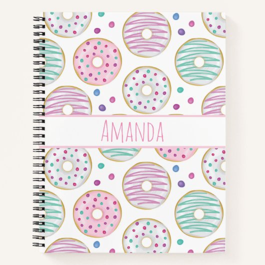 Donut Pattern Niedlich farbenfroh Notizblock (Vorderseite)