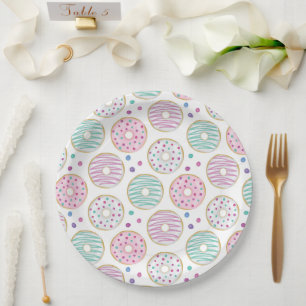 Donut Pattern Niedlich farbenfroh Pappteller