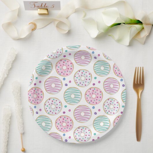 Donut Pattern Niedlich farbenfroh Pappteller (Hochzeit)