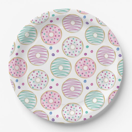 Donut Pattern Niedlich farbenfroh Pappteller (Vorderseite)