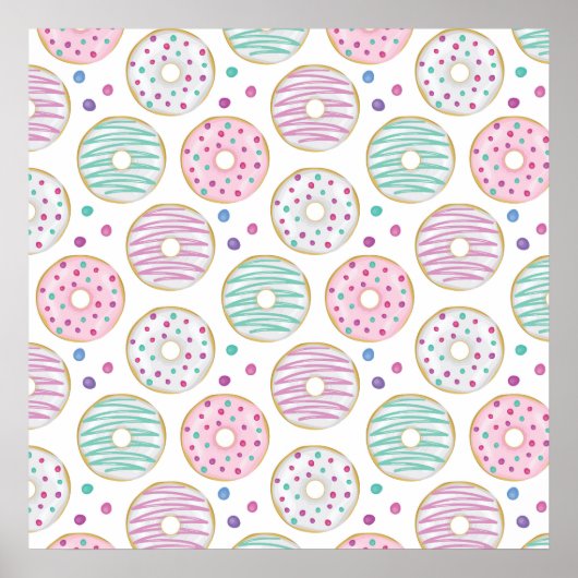 Donut Pattern Niedlich farbenfroh Poster (Vorne)