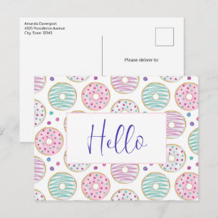 Donut Pattern Niedlich farbenfroh Postkarte