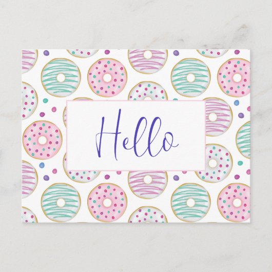 Donut Pattern Niedlich farbenfroh Postkarte (Vorderseite)
