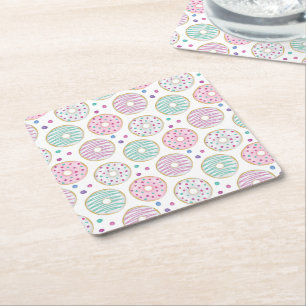 Donut Pattern Niedlich farbenfroh Rechteckiger Pappuntersetzer