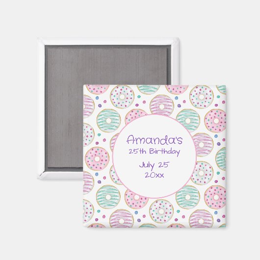 Donut Pattern Niedlich farbenfroh Save the Date Magnet (Vorderseite/Rückseite)