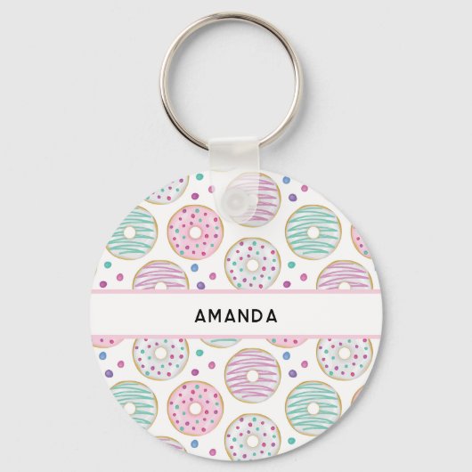 Donut Pattern Niedlich farbenfroh Schlüsselanhänger (Rückseite)