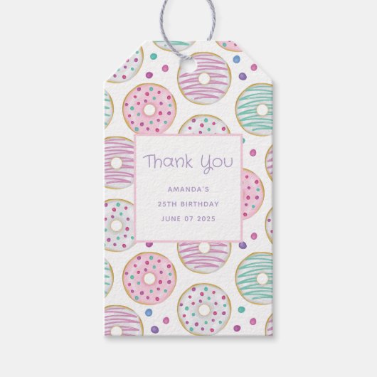 Donut Pattern Niedlich farbenfroh Vielen Dank Geschenkanhänger (Vorderseite)