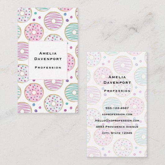 Donut Pattern Niedlich farbenfroh Visitenkarte (Vorne/Hinten)