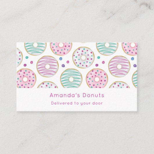 Donut Pattern Niedlich farbenfroh Visitenkarte (Vorderseite)