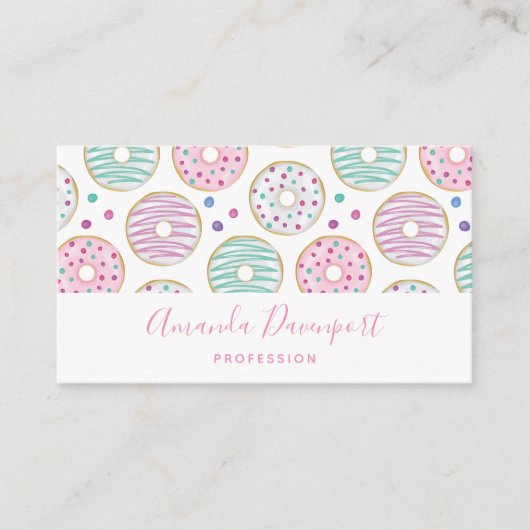 Donut Pattern Niedlich farbenfroh Visitenkarte (Vorderseite)