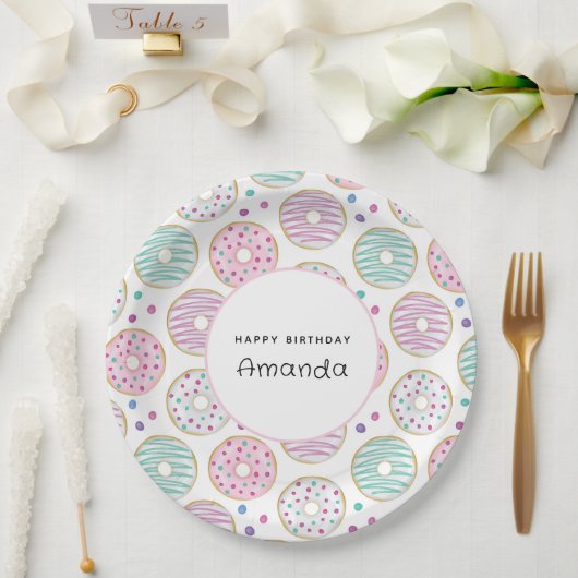 Donut Pattern Niedlich farbenfroher Geburtstag Pappteller (Hochzeit)