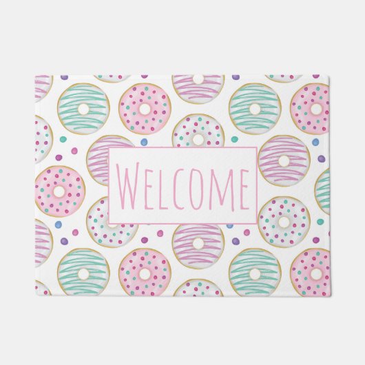 Donut Pattern Niedlicher Empfang Fußmatte (Vorderseite)