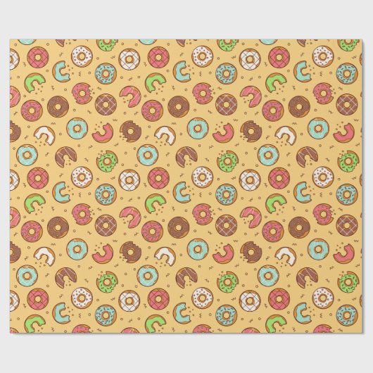 Donut Pattern | Orangencreme Geschenkpapier (Flach)