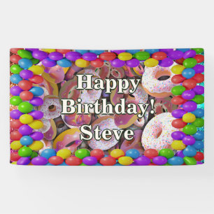 Donut personalisiertes Charakter-Geburtstagsbanner Banner
