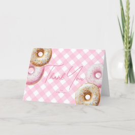 Donut | Pink Gingham Girl Babydusche Dankeskarte