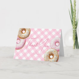 Donut | Pink Gingham Girl Babydusche Dankeskarte