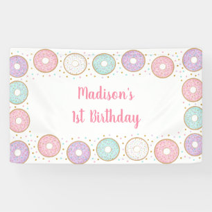 Donut Pink Gold Pastel Geburtstag Banner
