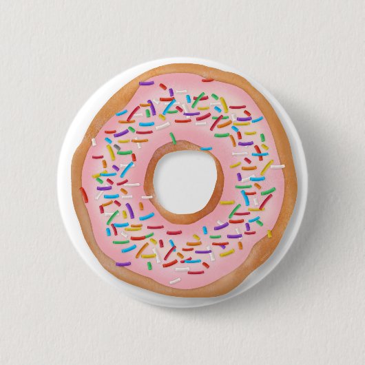 Donut Pink Zuckerguss Sprinkles Niedliches Essen | Button (Vorderseite)