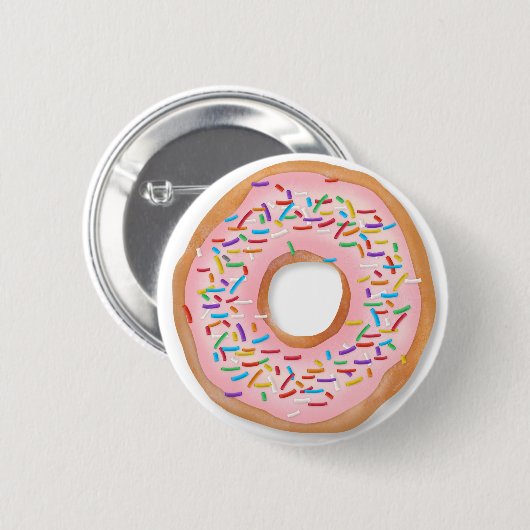 Donut Pink Zuckerguss Sprinkles Niedliches Essen | Button (Vorne & Hinten)