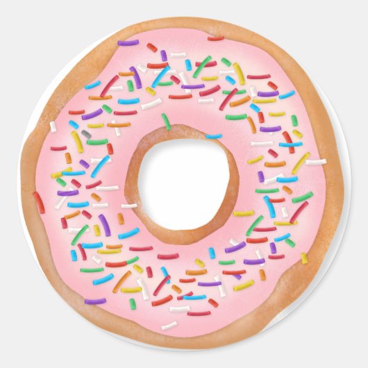 Donut Pink Zuckerguss Sprinkles Niedliches Essen | Runder Aufkleber (Vorderseite)
