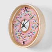 Donut Pink Zuckerguss Sprinkles Niedliches Essen | Uhr (Winkel)