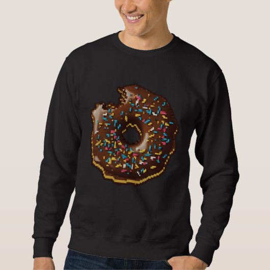 Donut Pixel 8 bit Retro Hungry Byte Sprinkles Food Sweatshirt (Vorderseite)
