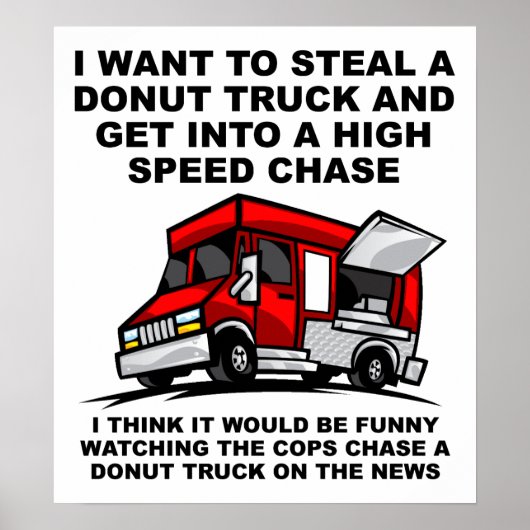 Donut Police Chase Funny Poster (Vorne)