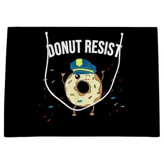 Donut Resist Meme Funny Police Officer Unterstützu Große Geschenktüte (Vorderseite)