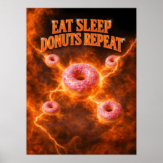 Donut Retro Neon Süße Stimmung Poster