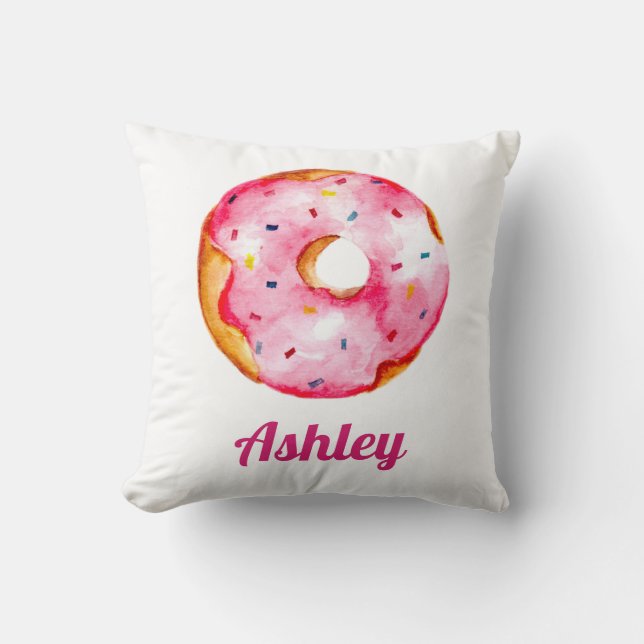 Donut rosa Regenbogensprinkles individuelle Name n Kissen (Vorderseite)