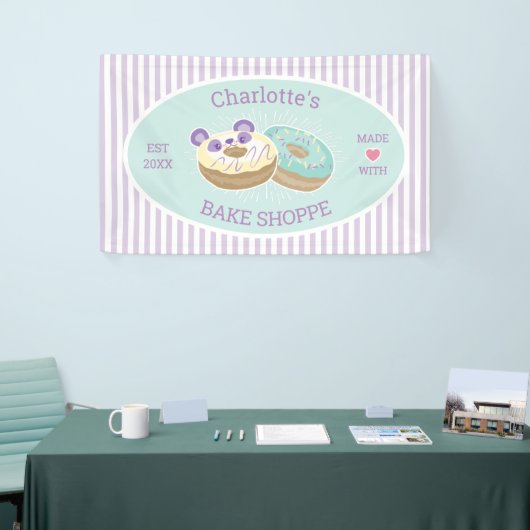 Donut Shop Bäckerei Lila und grün Banner (Messeveranstaltung)