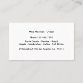 Donut-Shop-Bild Businesscards Visitenkarte (Rückseite)