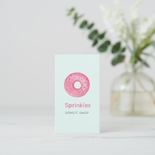 Donut Shop Business Card mit Sprinklen abgeben Visitenkarte (Stehend Vorderseite)