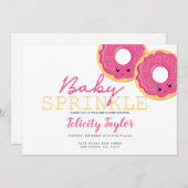 Donut Sprinkle Baby Dusche Pink Twin Girls Ankündigung (Vorne/Hinten)