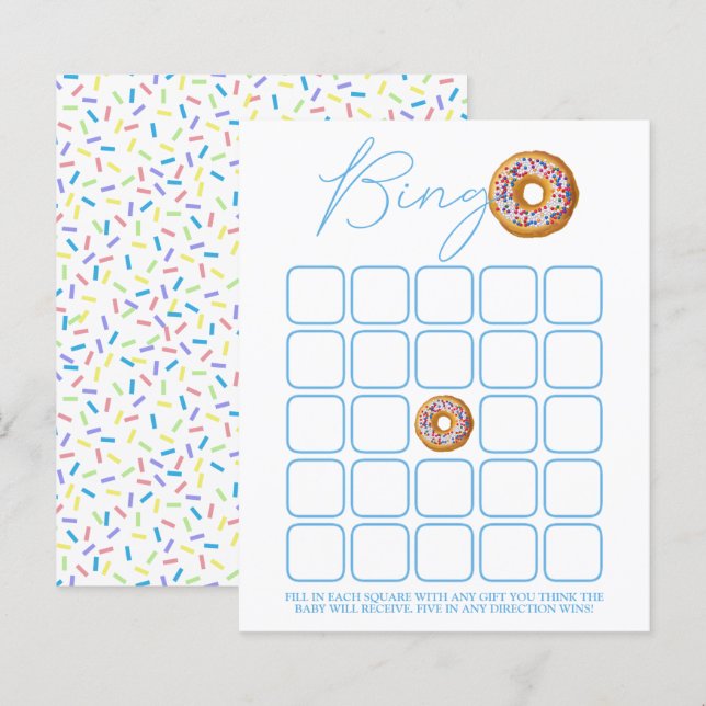 Donut Sprinkle Baby Shower Bingo (Vorne/Hinten)
