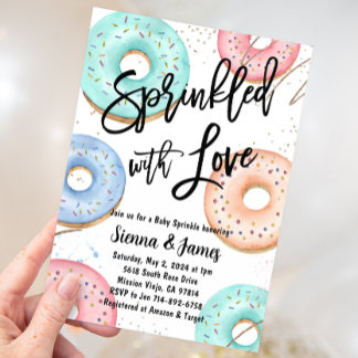 Donut Sprinkle Babydusche, mit Liebe gesprinkt Einladung