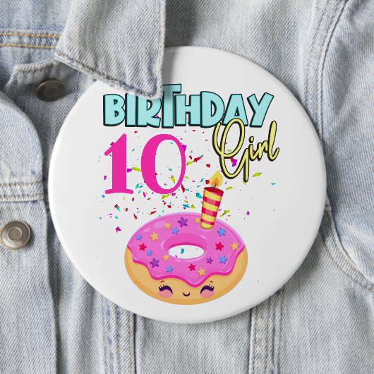 Donut Sprinkler Birthday Girl Party Thema MAtching Button (Beispiel)
