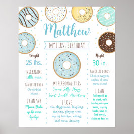 Donut Sprinkles Blue Erster Geburtstag Meilenstein Poster