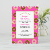Donut Sprinkles Pink Geburtstag Einladung (Stehend Vorderseite)