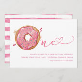 Donut Sprinkles Pink Girls 1. Geburtstag Einladung (Vorne/Hinten)